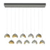 Hubbardton Forge Brooklyn 10 Light Double Shade Rectangular Model: 131205-SKT-STND-14-05-GG0711