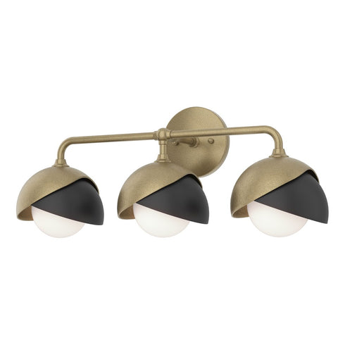 Hubbardton Forge Brooklyn 3 Light Double Shade Bath Sconce in Black Finish Model: 201375-SKT-10-02-GG0711
