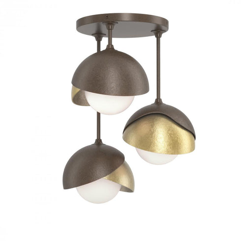 Hubbardton Forge Brooklyn 3 Light Double Shade Semi Flush Model: 121374-SKT-05-20-GG0711