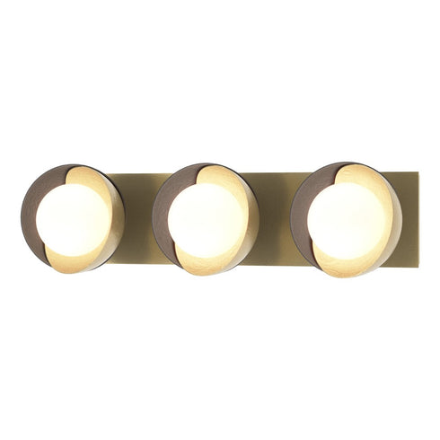 Hubbardton Forge Brooklyn 3 Light Straight Double Shade Bath Sconce in Black Finish Model: 201378-SKT-10-02-GG0711