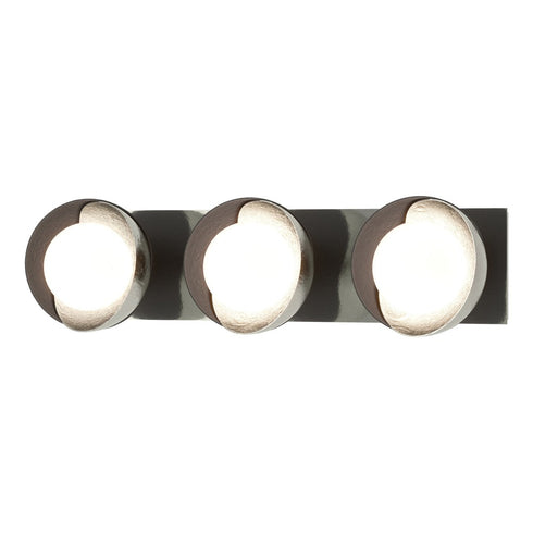 Hubbardton Forge Brooklyn 3 Light Straight Double Shade Bath Sconce in Black Finish Model: 201378-SKT-10-02-GG0711