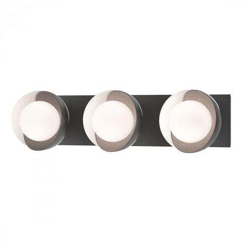 Hubbardton Forge Brooklyn 3 Light Straight Double Shade Bath Sconce in Black Finish Model: 201378-SKT-10-02-GG0711