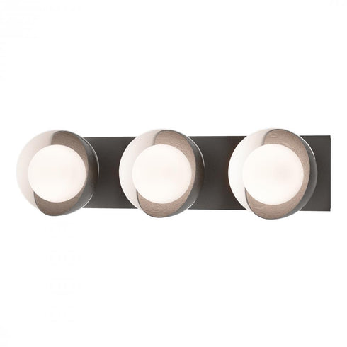 Hubbardton Forge Brooklyn 3 Light Straight Double Shade Bath Sconce in Black Finish Model: 201378-SKT-10-02-GG0711