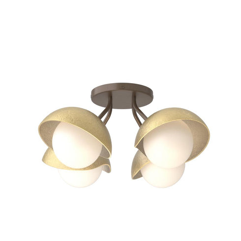 Hubbardton Forge Brooklyn 4 Light Single Shade Semi Flush Model: 121375-SKT-05-05-GG0711