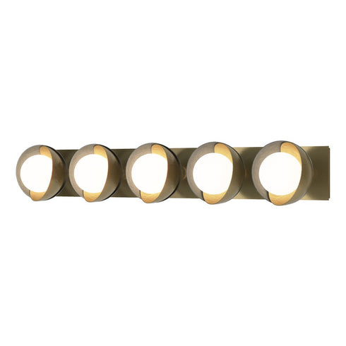 Hubbardton Forge Brooklyn 5 Light Straight Double Shade Bath Sconce in Black Finish Model: 201379-SKT-10-02-GG0711