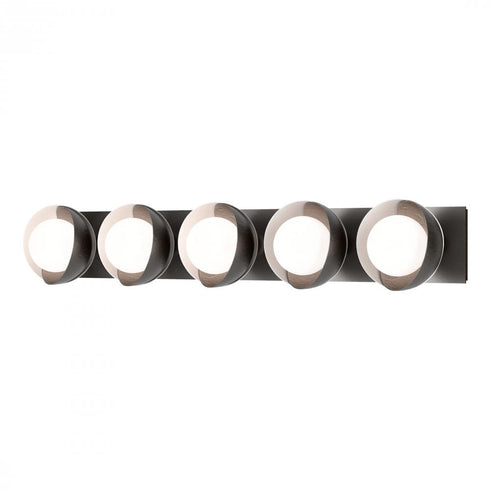 Hubbardton Forge Brooklyn 5 Light Straight Double Shade Bath Sconce in Black Finish Model: 201379-SKT-10-02-GG0711