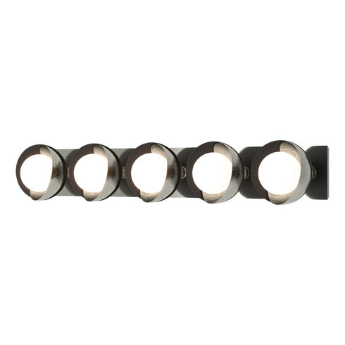 Hubbardton Forge Brooklyn 5 Light Straight Double Shade Bath Sconce in Black Finish Model: 201379-SKT-10-02-GG0711