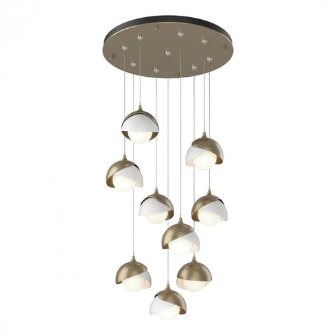 Hubbardton Forge Brooklyn 9 Light Double Shade Pendant Model: 131105-SKT-LONG-05-89-GG0711