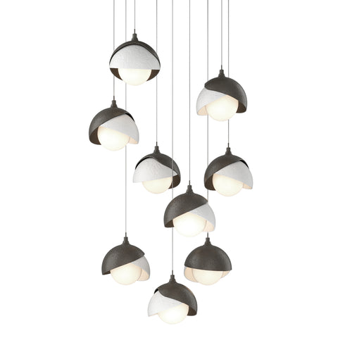 Hubbardton Forge Brooklyn 9 Light Double Shade Pendant Model: 131105-SKT-STND-10-89-GG0711