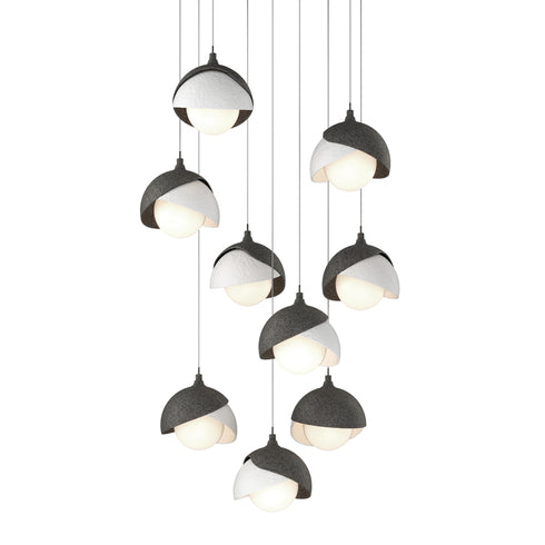 Hubbardton Forge Brooklyn 9 Light Double Shade Pendant Model: 131105-SKT-STND-10-89-GG0711