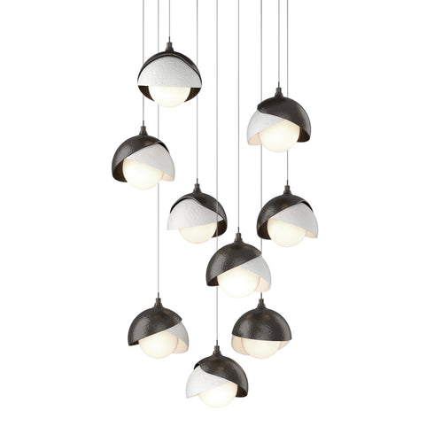 Hubbardton Forge Brooklyn 9 Light Double Shade Pendant Model: 131105-SKT-STND-14-89-GG0711