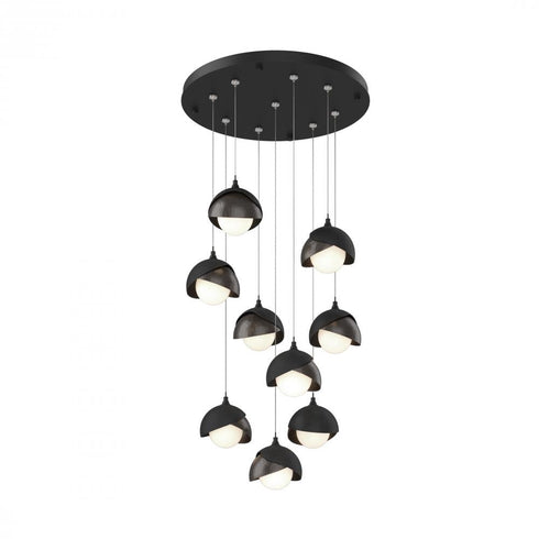 Hubbardton Forge Brooklyn 9 Light Double Shade Round Pendant Model: 131105-SKT-STND-20-84-GG0711