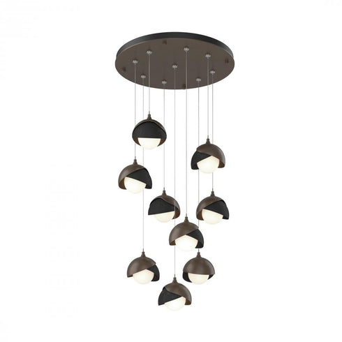 Hubbardton Forge Brooklyn 9 Light Double Shade Round Pendant Model: 131105-SKT-STND-20-84-GG0711
