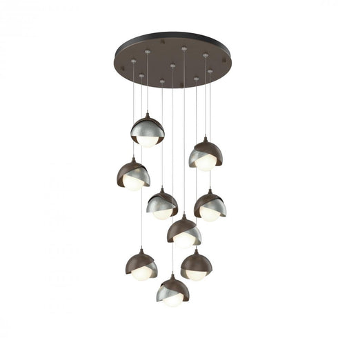 Hubbardton Forge Brooklyn 9 Light Double Shade Round Pendant Model: 131105-SKT-STND-20-84-GG0711