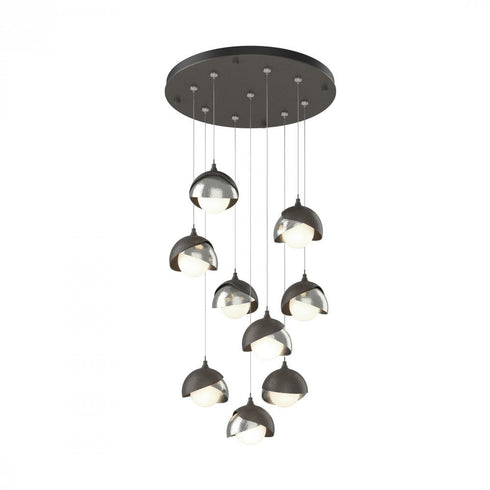 Hubbardton Forge Brooklyn 9 Light Double Shade Round Pendant Model: 131105-SKT-STND-20-84-GG0711