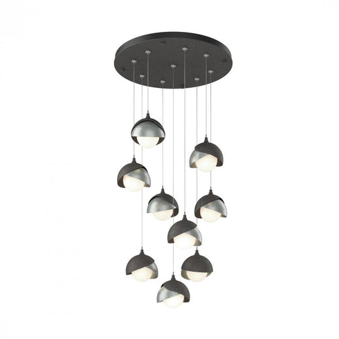 Hubbardton Forge Brooklyn 9 Light Double Shade Round Pendant Model: 131105-SKT-STND-20-84-GG0711