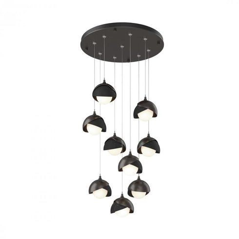 Hubbardton Forge Brooklyn 9 Light Double Shade Round Pendant Model: 131105-SKT-STND-20-84-GG0711