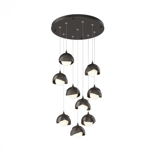 Hubbardton Forge Brooklyn 9 Light Double Shade Round Pendant Model: 131105-SKT-STND-20-84-GG0711