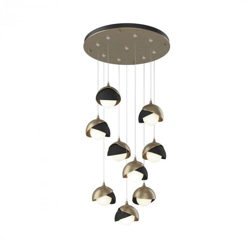 Hubbardton Forge Brooklyn 9 Light Double Shade Round Pendant Model: 131105-SKT-STND-20-84-GG0711
