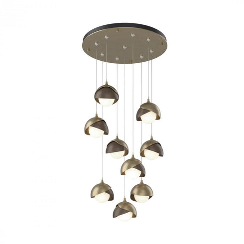 Hubbardton Forge Brooklyn 9 Light Double Shade Round Pendant Model: 131105-SKT-STND-20-84-GG0711