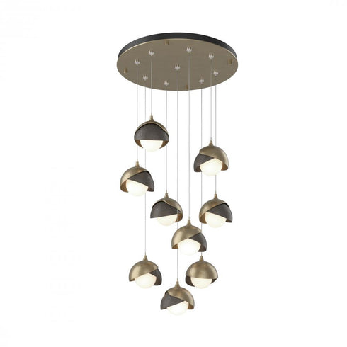 Hubbardton Forge Brooklyn 9 Light Double Shade Round Pendant Model: 131105-SKT-STND-20-84-GG0711