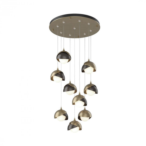 Hubbardton Forge Brooklyn 9 Light Double Shade Round Pendant Model: 131105-SKT-STND-20-84-GG0711