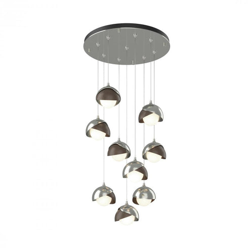 Hubbardton Forge Brooklyn 9 Light Double Shade Round Pendant Model: 131105-SKT-STND-20-84-GG0711