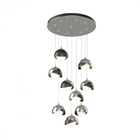 Hubbardton Forge Brooklyn 9 Light Double Shade Round Pendant Model: 131105-SKT-STND-20-84-GG0711