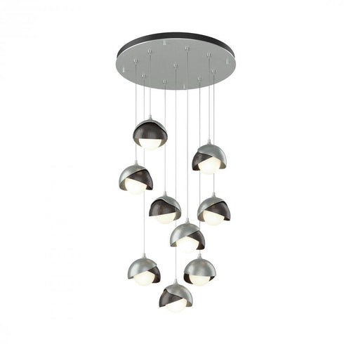 Hubbardton Forge Brooklyn 9 Light Double Shade Round Pendant Model: 131105-SKT-STND-20-84-GG0711