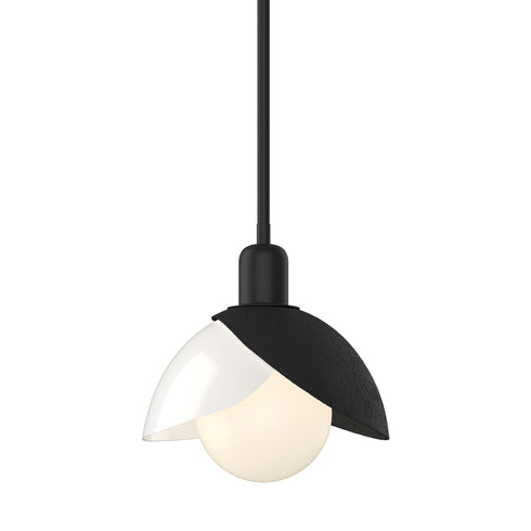 Hubbardton Forge Brooklyn Double Shade Art Glass Mini Pendant in White Finish Model: 181184-SKT-MULT-02-BB0757