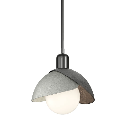Hubbardton Forge Brooklyn Double Shade Mini Pendant in White Finish Model: 181183-SKT-MULT-02-02