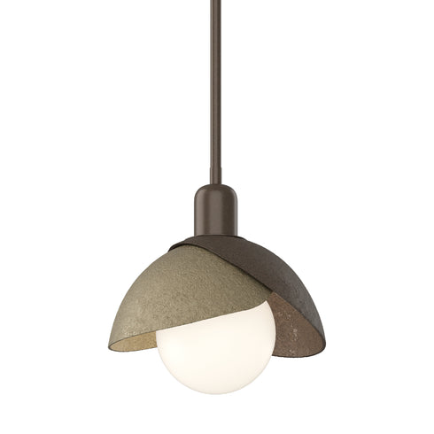 Hubbardton Forge Brooklyn Double Shade Mini Pendant in White Finish Model: 181183-SKT-MULT-02-02
