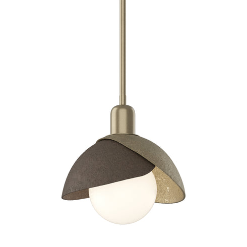 Hubbardton Forge Brooklyn Double Shade Mini Pendant in White Finish Model: 181183-SKT-MULT-02-02