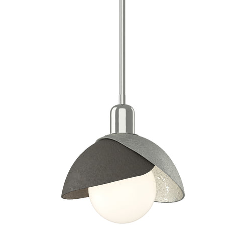Hubbardton Forge Brooklyn Double Shade Mini Pendant in White Finish Model: 181183-SKT-MULT-02-02