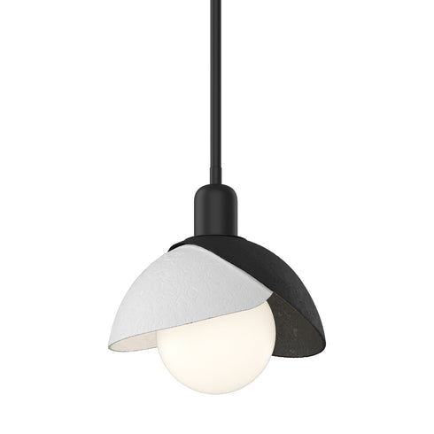 Hubbardton Forge Brooklyn Double Shade Mini Pendant in White Finish Model: 181183-SKT-MULT-02-02