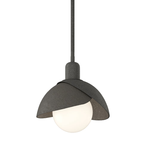 Hubbardton Forge Brooklyn Double Shade Mini Pendant in White Finish Model: 181183-SKT-MULT-02-02