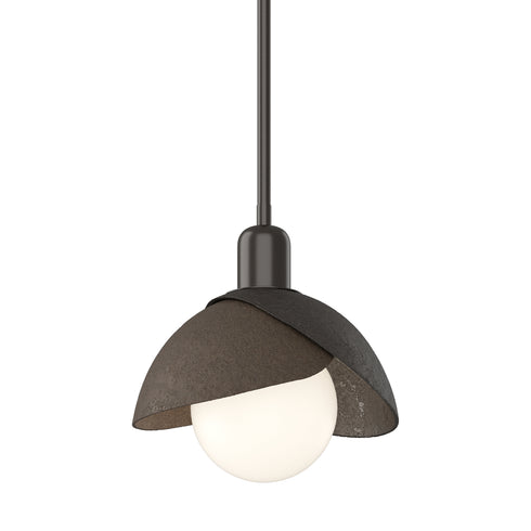 Hubbardton Forge Brooklyn Double Shade Mini Pendant in White Finish Model: 181183-SKT-MULT-02-02