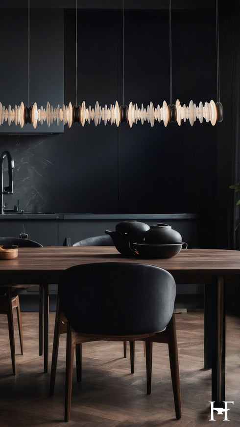 Hubbardton Forge Cairn Linear LED Pendant in Oil Rubbed Bronze Finish Model: 139975-LED-STND-14