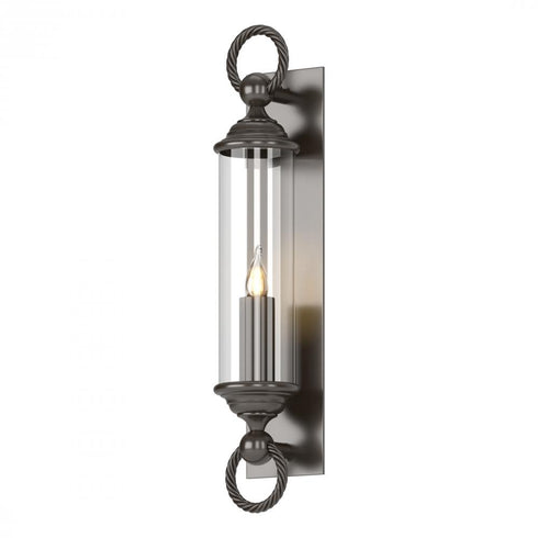 Hubbardton Forge Cavo Large Outdoor Wall Sconce in Coastal Oil Rubbed Bronze Finish Model: 303080-SKT-14-GG0034