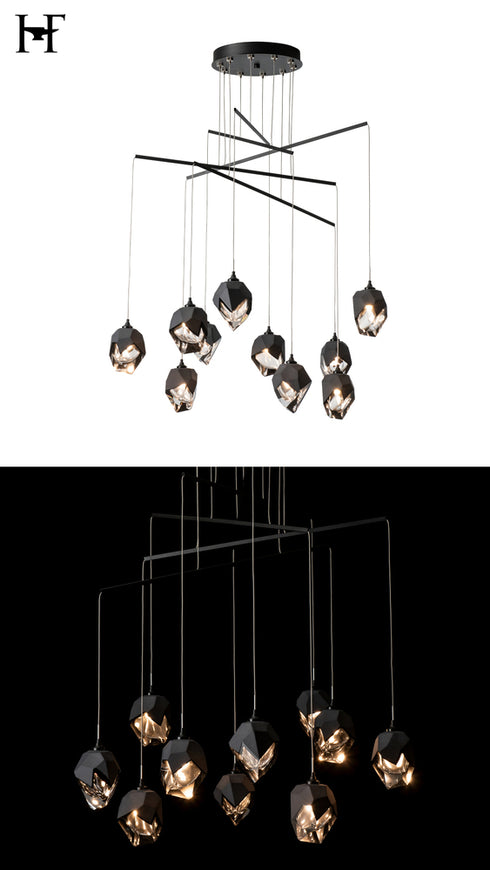 Hubbardton Forge Chrysalis 10 Light Small Crystal Mobile Pendant in Black Finish Model: 131159-SKT-STND-10-BP0754
