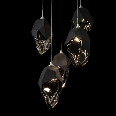 Hubbardton Forge Chrysalis 5 Light Large Crystal Pendant Model: 131138-SKT-LONG-20-BP0755