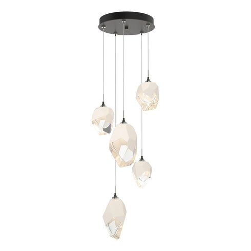 Hubbardton Forge Chrysalis 5 Light Mixed Crystal Pendant Model: 131139-SKT-STND-82-BP0756