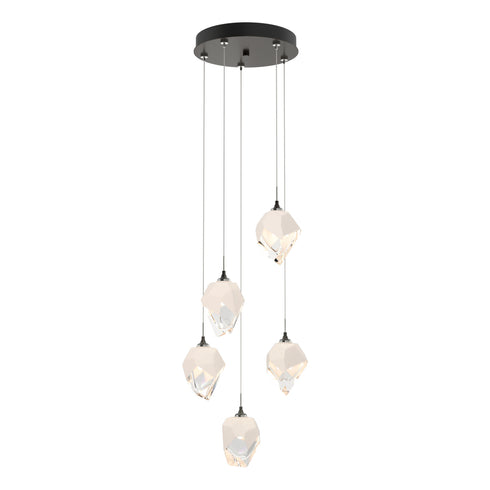 Hubbardton Forge Chrysalis 5 Light Small Crystal Pendant Model: 131137-SKT-LONG-20-WP0754