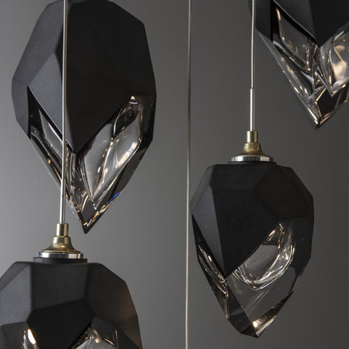 Hubbardton Forge Chrysalis 9 Light Mixed Crystal Pendant Model: 131142-SKT-LONG-20-BP0756