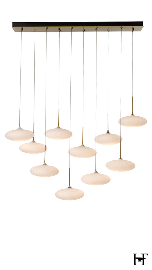 Hubbardton Forge Clouds 10 Light Pendant in Modern Brass Finish Model: 131148-SKT-STND-86-GS0818