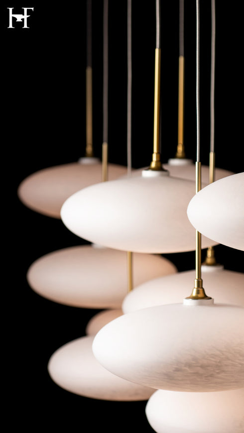 Hubbardton Forge Clouds 10 Light Pendant in Modern Brass Finish Model: 131148-SKT-STND-86-GS0818