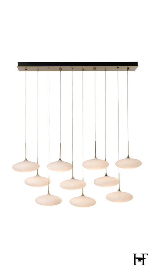 Hubbardton Forge Clouds 10 Light Pendant in Modern Brass Finish Model: 131148-SKT-STND-86-GS0818