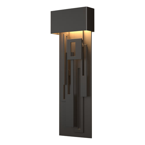 Hubbardton Forge Collage Large Dark Sky Friendly LED Outdoor Sconce in Coastal Oil Rubbed Bronze Finish Model: 302523-LED-14