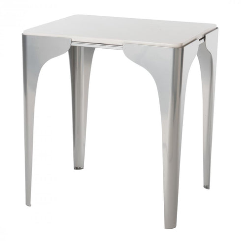 Hubbardton Forge Cove Marble Top Side Table in Sterling Finish Model: 750128-85-MW