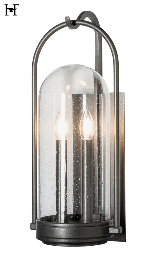 Hubbardton Forge Davis Medium Outdoor Sconce in Coastal Natural Iron Finish Model: 305212-SKT-20-II0825